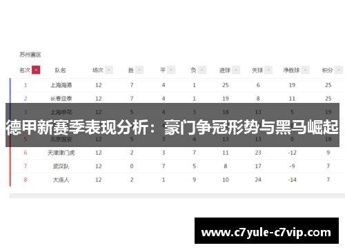 德甲新赛季表现分析：豪门争冠形势与黑马崛起